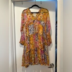 Johnny Was silk mini sundress in orange, pink floral Size XS (I usually wear M)